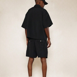 Conjunto de Camisa de Manga Corta de Nailon Transpirable Negra para Hombre PHANTOM IMPEX con Cierre Frontal y Bolsillos, Estilo Urbano, Ropa de Verano - Product Image 3