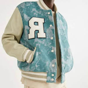 Nouvelle veste universitaire ajustée pour étudiant, style baseball, en laine violette, avec manches en cuir blanc, en toile imperméable - Product Image 4