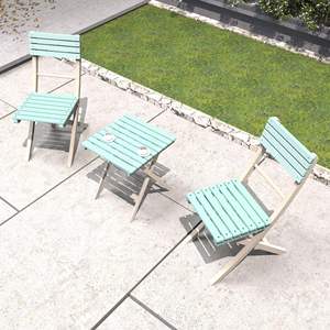 Ensemble de meubles de patio en bois d'acacia portable 3 pièces comprenant 2 chaises pliantes et une table basse carrée pour jardin et bistro - Product Image 3