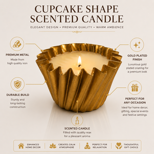 Vela de Lujo con Forma de Cupcake en Contenedor Decorativo para Decoración del Hogar, Regalos, Aromaterapia y Decoración Festiva - Product Image 5