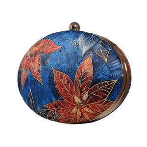 Bolso de Mano Azul con Diseño Floral, Bolso Étnico de Diseñador para Mujer, para Bodas y Eventos Festivos - Product Image 2