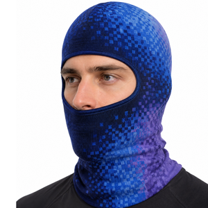 Cagoule de ski personnalisée OEM à grille de pixels dégradée, bleu-violet, couvre-visage intégral, cache-cou thermique d'hiver - Product Image 3