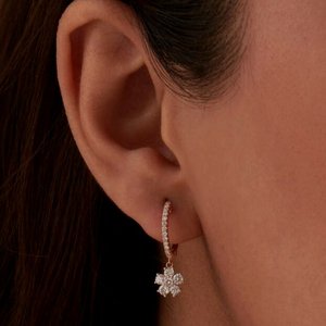 Boucles d'oreilles pendantes ZAWO HOUSE VVS1 en diamant, motif fleur, plaquées or, certifiées de laboratoire, pour bijoux de mariage certifiés - Product Image 6