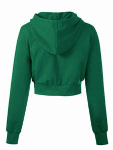 Sudadera Corta con Capucha para Mujer, Manga Larga, Estilo Casual, Felpa Francesa, Cierre de Cremallera, Venta Caliente - Product Image 2