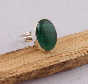 Wholesale 925 Sterling <b>Silver</b> Natural Malachite Classic Party Oval Green Gemstone Bezel Set Handmade <b>Statement</b> <b>Ring</b> - Product Image 3