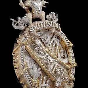 Fully Iced Out Moissanite Themed Pendant 18K Gold Plated Skeleton Design HipHop Style Men Everyday Wear Jewelry Two Tone Pendant - Product Image 4