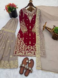 Premium Heavy Embroidered <b>Women</b> Top Bottom Dupatta Set Designer 3 Piece Indian Salwar <b>Suit</b> Elegant Party Wear <b>Wedding</b> Outfit - Product Image 4