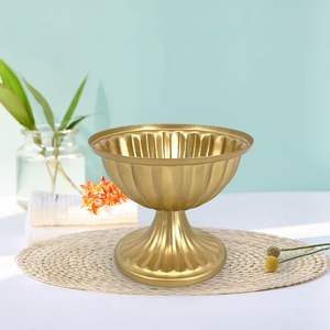 Jarrón Decorativo Clásico de Hierro, Macetero para Sala de Estar, Comedor, Interior, Dorado, Grande |   Hogar y Jardín - Product Image 3