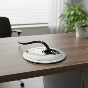 Panneau de bureau en métal perforé de 50 mm avec trous pour câbles, couvercle décoratif pour bureau informatique, accessoires de câblage de bureau - Product Image 1