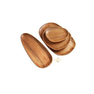 Plateau de service en bois de haute qualité en forme de feuille, fait main, en bois massif, écologique, pour le service et la décoration - Product Image 5