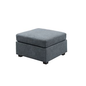Divano Sezionale Isla 119 in Tessuto Grigio Intrecciato a 7 Posti con Pouf per Soggiorno - Product Image 6
