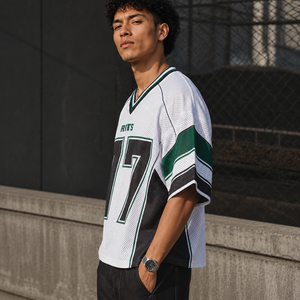 Camiseta de Fútbol Americano RITS Unisex Blanca de Malla con Cuello Mao, Manga Corta, Transpirable, Corte Regular, Número de Equipo 77 Sublimado - Product Image 3