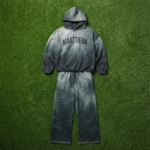 Ensemble de survêtement pour homme avec veste zippée à imprimé forêt gris et pantalon large, streetwear personnalisé, mode outdoor, coupe moderne - Product Image 6