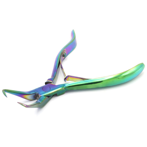 Vente en gros de pinces à extensions de cheveux arc-en-ciel avec logo personnalisé, en acier inoxydable, outil pour micro-anneaux, professionnel pour salon - Product Image 1