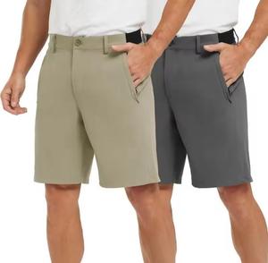 Pantalones Cortos Bermuda Vintage de Color Sólido para Hombre, Cintura Media, Transpirables, Tela Oxford, Bolsillos Delanteros, Secado Rápido, Cierre con Cordón, Tejido - Product Image 1