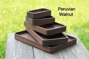 Ensemble de plateaux de service rectangulaires en bois, design minimaliste, plateau décoratif en bois artisanal, plateau de service - Product Image 4
