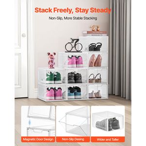 Set di 9 Scatole Trasparenti Grandi per Scarpe, Organizzatori in Plastica Leggeri e Impilabili con Porta Magnetica, Adatte per Sneakers Taglia 13 USA - Product Image 3