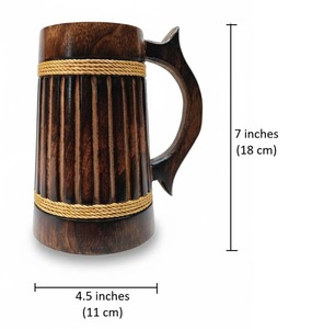Eco-Friendly Polished Wooden Viking <b>Mug</b> with Hand Carved Engraving and Animal Design-Valentine's Day & Halloween Gift - Product Image 3