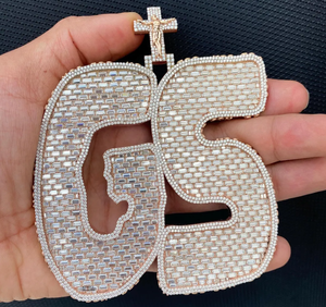 Pendentif Hip Hop Or Rose Lettre G Moissanite Baguette Sertie de Pierres Charme Croix - Product Image 1