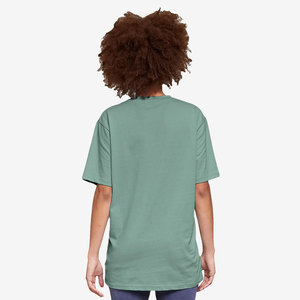 Camiseta verde de cuello redondo para mujer, 100% algodón jersey, corte holgado, informal, manga corta, color sólido, transpirable. - Product Image 2