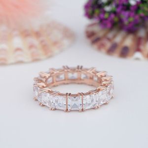 Anillo de boda de eternidad de plata de ley S925 chapado en oro con moissanita brillante de una sola fila, joyería para novias y mujeres, ¡el más vendido! - Product Image 1