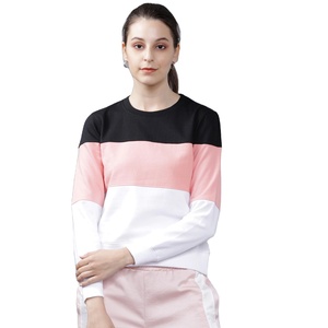 Custom Print Logo High Quality Color Blocks Sweatshirt Cotton <b>Long</b> Sleeved Top Crew Neck Round Neck Sweatshirts <b>Hoodie</b> <b>for</b> <b>Women</b> - Product Image 1