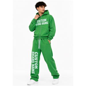 Wholesale Acid Wash Solid for Rhinestone Tracksuit <b>Set</b> Zip Hoodie Jogger Streetwear Style Raised Lettering Casual - Product Image 1
