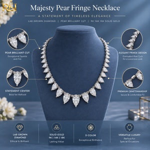 สร้อยคอเพชรเม็ดใหญ่ทรงหยดน้ำแบบไล่ระดับสี รุ่น Majesty Pear Fringe Lab Grown Diamond |   ทองคำแท้ 9K 14K 18K เครื่องประดับหรูหราสำหรับทุกเพศทุกวัย - Product Image 5