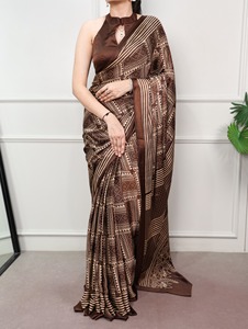 Indian Traditional Ethnic Casual Satin Silk Saree in Digital Print for Daily Wear and Festive Function for Women Fancy Outfit - Product Image 2