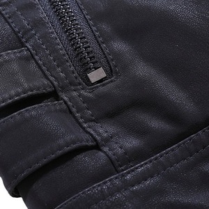 Hot Sale Men's Slim Leather Jacket <b>Top</b> Quality Warm Fleece PU Jacket Fashion Collar Cool Motorcycle <b>Coats</b> Outwear - Product Image 3