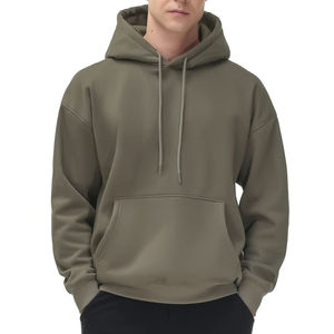 เสื้อฮู้ดดี้แบบขายส่ง OEM ผลิตตามสั่ง พร้อมโลโก้แบบกำหนดเอง เสื้อฮู้ดดี้ผู้ชายทรงไหล่ตก สำหรับแบรนด์สตรีทแวร์อเมริกัน MOQ ต่ำ - Product Image 1