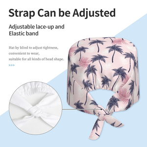 Pink Tropical Palm <b>Scrub</b> <b>Cap</b> – Breathable Summer Print Surgical Headwear for Dental Clinics - Product Image 3
