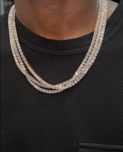 Solid <b>Gold</b> Lab Diamond <b>Tennis</b> <b>Necklace</b> Round Brilliant Cut Lab Grown IGI Certified Hip Hop Style Daily Wear Charm Jewelry - Product Image 3