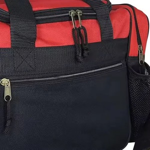 Red And Black 600D <b>Duffel</b> <b>Bag</b> 30-<b>40L</b> With Shoulder Strap And Zipper Pockets - Product Image 5