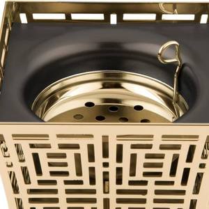 Luxury Black and Gold <b>Bakhoor</b> Burner Contemporary Geometric Metal Incense Censer with Tapered Pedestal for <b>Oud</b> and Frankincense - Product Image 3