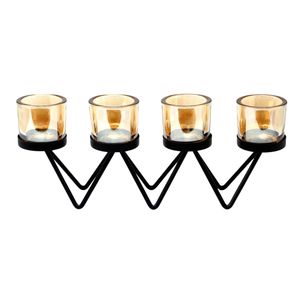Ensemble de 3 bougeoirs coniques en aluminium de style nordique avec finition dorée pour décoration festive, pour offrir en cadeau, pour l'éclairage de chambre à coucher - Product Image 4
