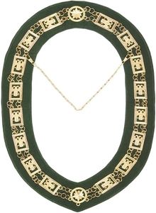 Collier de cérémonie du Rite écossais de 32e degré - Ailes en bas sur fond de velours vert, largeur de l'article 13 pouces, matériau métal - Product Image 4