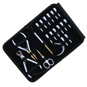 Hair Extension Tools Kit Microbeads Crimping Plier Keratin Bond Cutter Loop Wire Scissor Sectioning Clips Curved <b>Needle</b> - Product Image 5