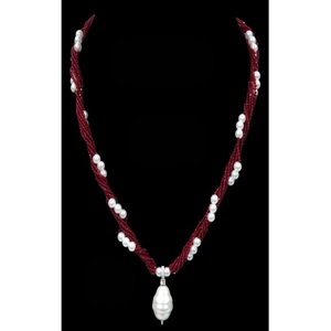 Magnifique collier long de créateur de qualité supérieure avec perles et breloques pour femme, bijoux tendance pour mariage - Product Image 1