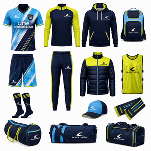 Ensemble complet de tenue de football en gros : maillot sublimé, short, survêtement, veste à capuche, sac à dos, sac de sport – Kit complet toutes saisons pour adultes - Product Image 1