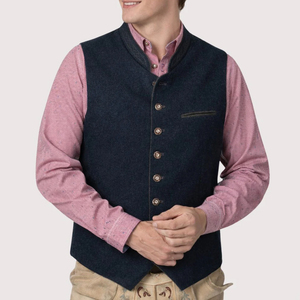 Chaleco Corto de Lana para Hombre, Cuello Alto, Formal, Otoñal, Color Sólido, Un Solo Botón, Transpirable - Product Image 4