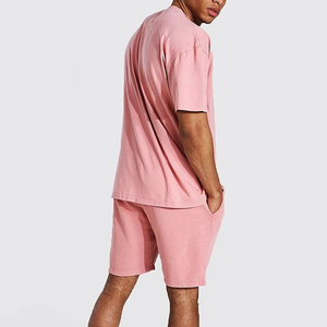 Ensemble T-shirt et short décontracté pour homme en tissu éponge respirant, séchage rapide, manches courtes, coupe oversize, 100 % coton, idéal pour la gym - Collection été OEM - Product Image 2