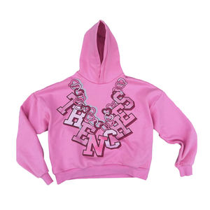 Sweat-shirt à capuche zippé pour homme, violet, orné de strass, motif graphique, manches classiques, streetwear d'automne - Product Image 6