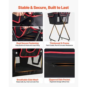 Cesto Portapalline da Tennis con Capacità di 175 Palline e Carrello Pieghevole per Pickleball, Portatile con Ruote per Facile Raccolta - Product Image 6