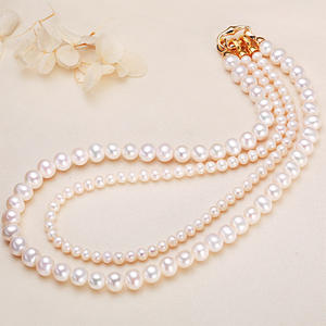 Collar de Perlas de Agua Dulce de 8-9 mm de Zhuji Jewelry Wholesale, Cadena de Suéter de Doble Capa Genuina para Mamá y Abuela, Collar de Perlas 2 en 1 - Product Image 1