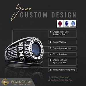 Anillo Universitario BOJ MCollege 015 Personalizado de Plata con Diamantes, Anillo de Graduación Unisex, Certificado GIA, Micro, Bajo Precio - Product Image 5