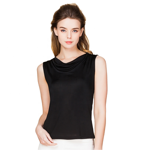 Elastic Silk Women's T <b>Top</b> Breathable Plain Dyed Knitted Ruffled Collar High Quality Luxury Custom Silk Shirt Custom Colors - Product Image 1
