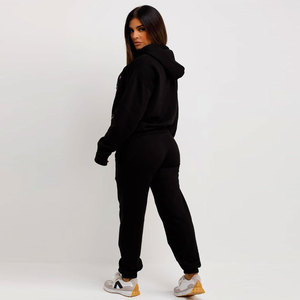 Ensemble jogging en molleton noir pour femme The Lovely Club, imprimé streetwear, manches longues, coupe ample, toutes saisons, ensemble 2 pièces - Product Image 3