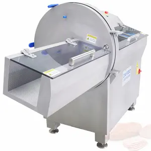 Affettatrice per carne di manzo congelata completamente automatica grande affettatrice per salsicce dotata di sistema di azionamento del servomotore PLC per un taglio preciso