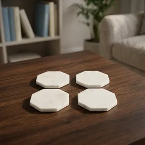 Premium Quality <b>Marble</b> <b>Coasters</b> Set Natural Stone Waterproof Heat Resistant Drink <b>Coasters</b> for Coffee Cups Glasses Dining Table - Product Image 2